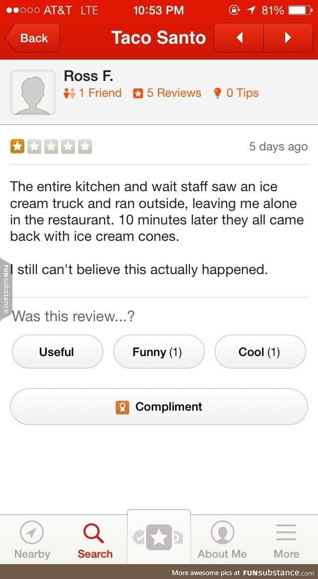 This might be the greatest Yelp review of all time