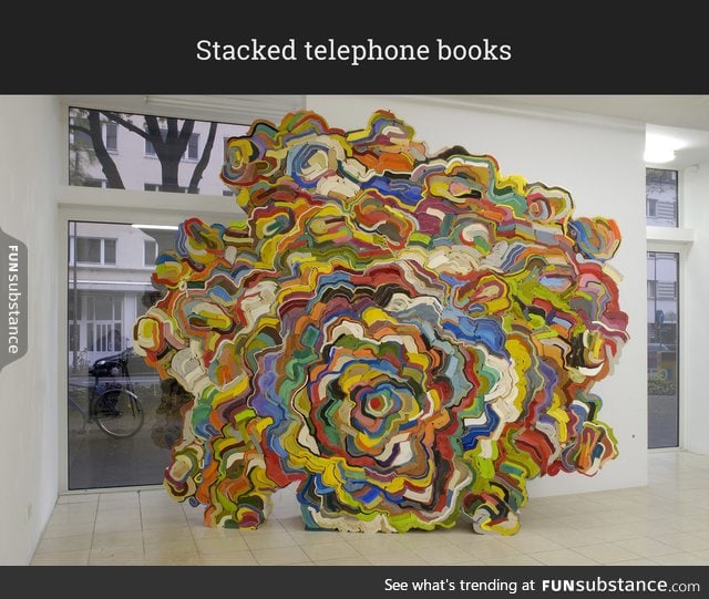 Stacked telephone books