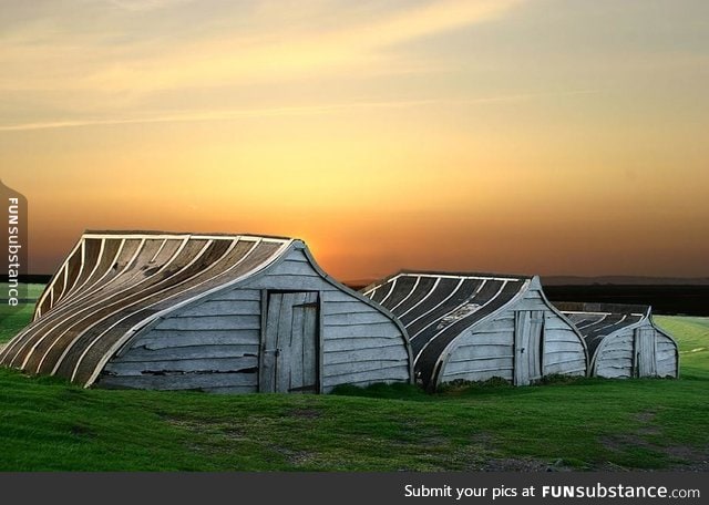 Sheds made from old boats in Northumberland