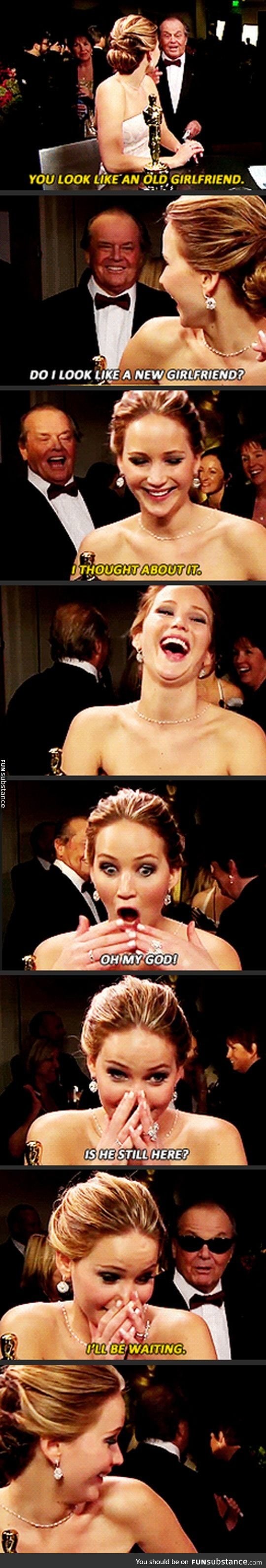 Jennifer Lawrence fangirling over Jack Nicholson