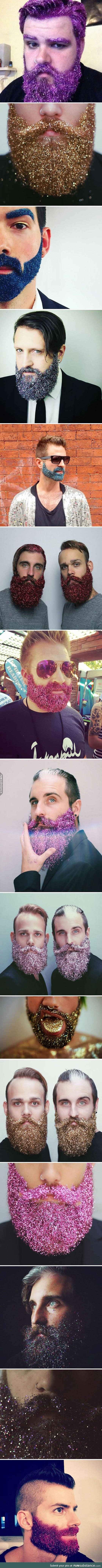 Covering their beards in glitter to celebrate the holidays