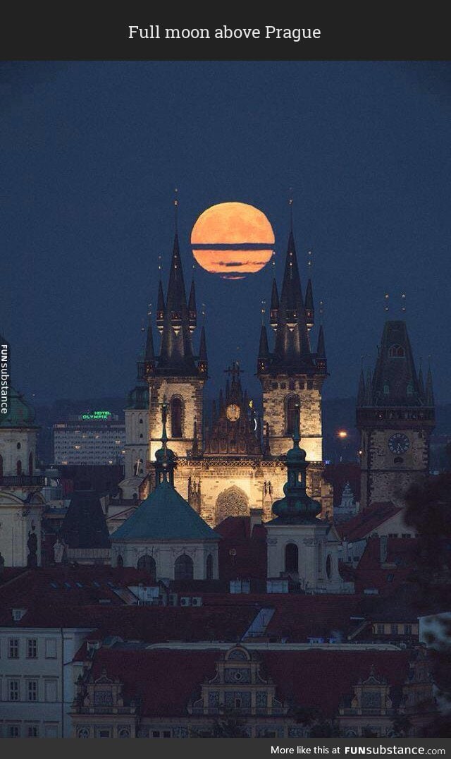 Full moon above Prague