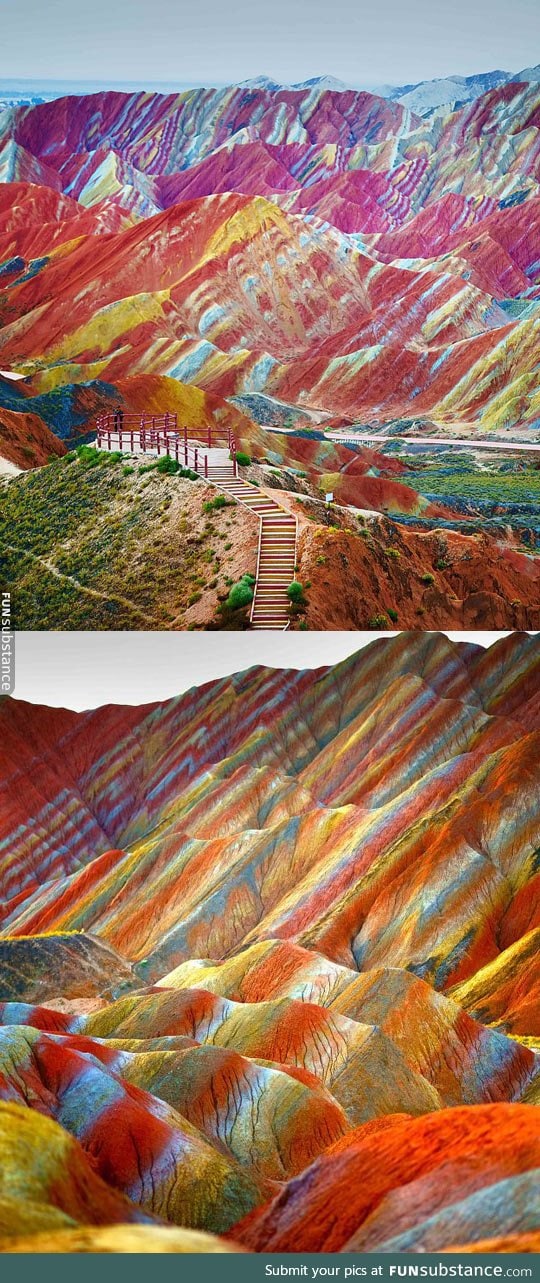 Rainbow mountains in china