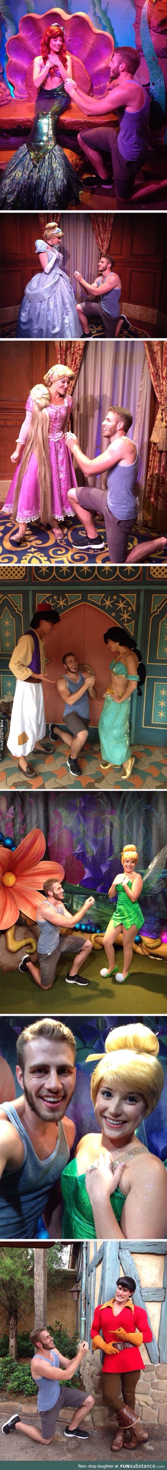 This man likes to propose to disney princesses