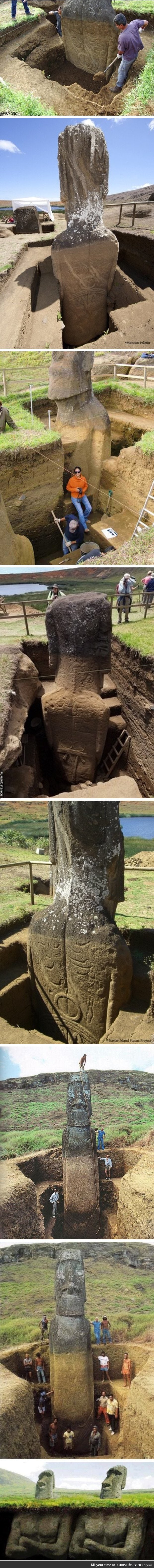 Easter Island heads have detailed bodies