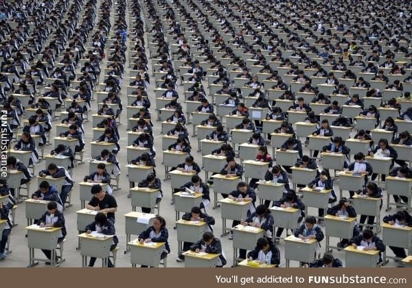 Chinese students taking an exam