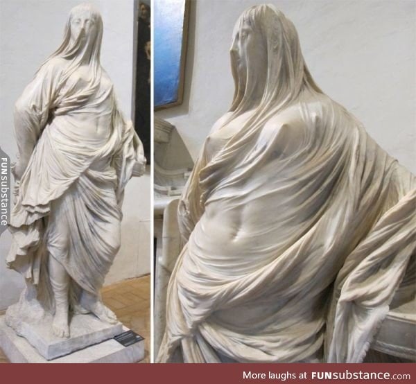 The illusion of transparent veil in marble by Antonio Corradini