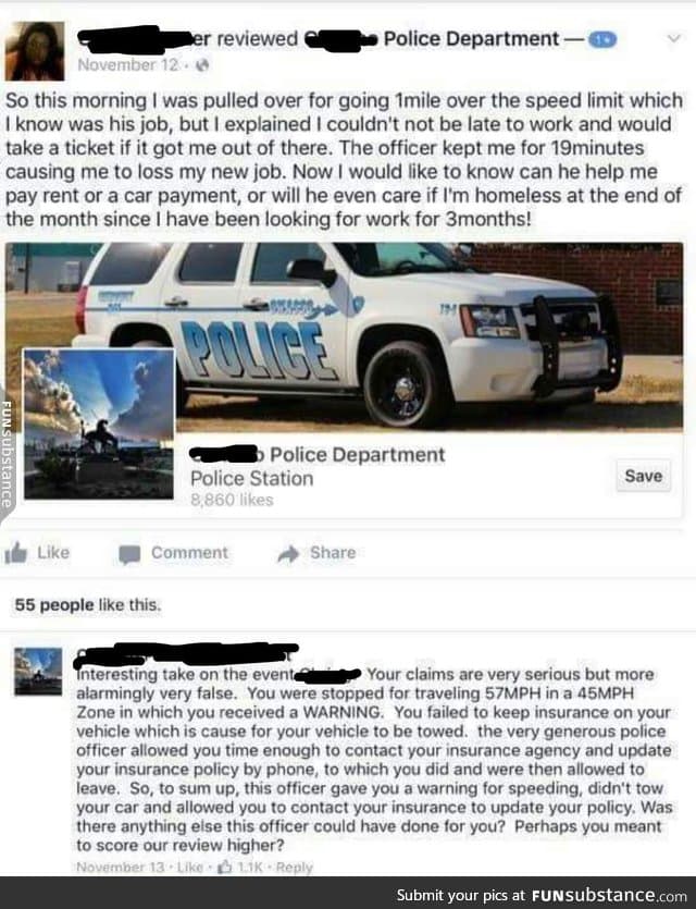 police department shuts down an idiot