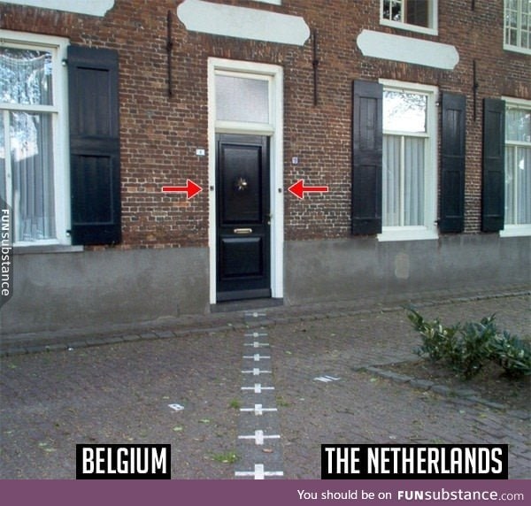 This house lies at the exact border of Belgium and the Netherlands