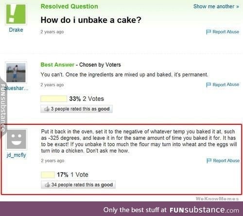 How to unbake a cake: