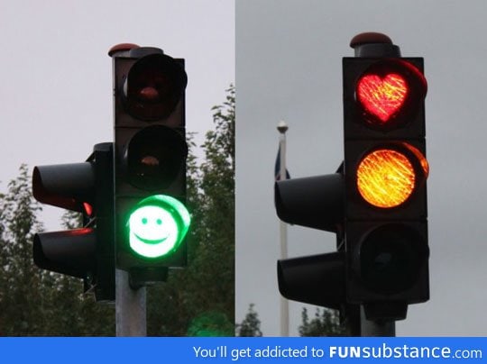 Friendly traffic lights in Iceland