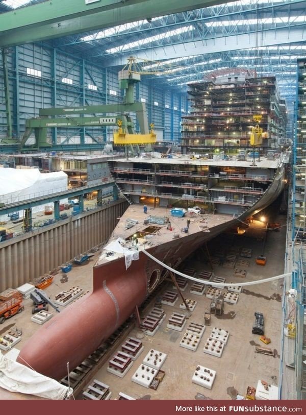 Cruise ship during construction