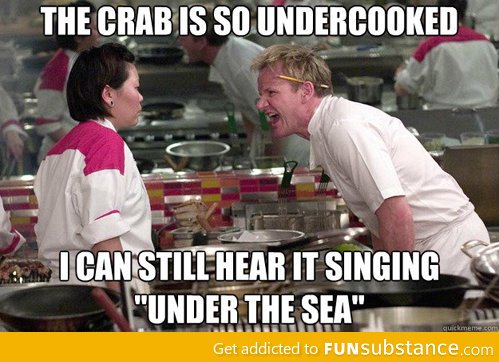 Under cooked crab