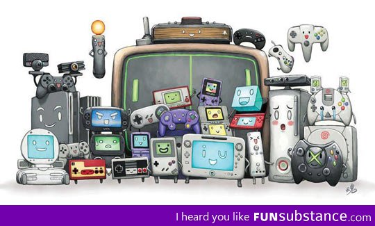 Video game consoles family portrait