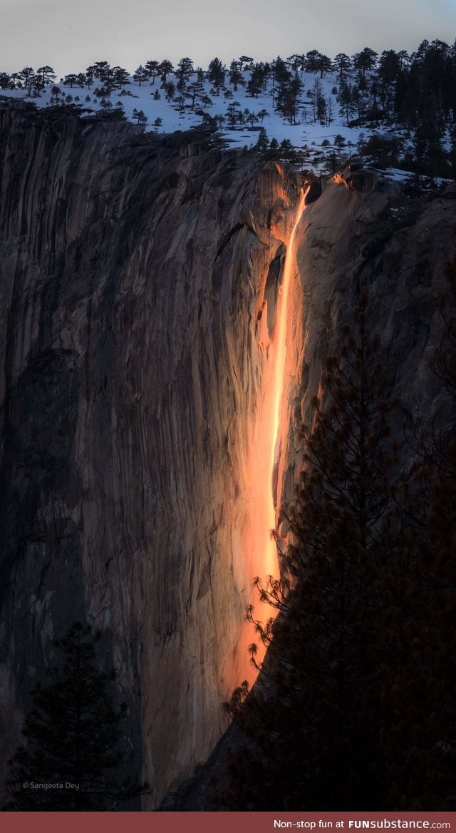 STUNNING! It's that time of the year again, when the setting sun hits Horsetail Fall