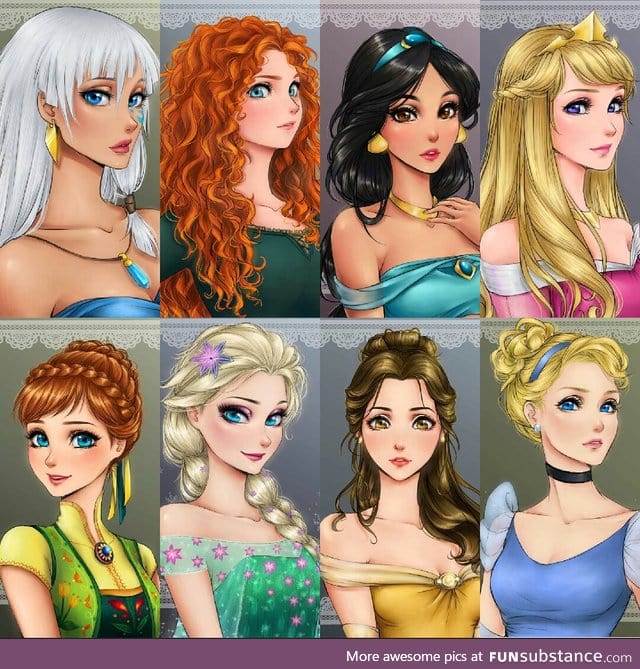 Anime style Disney girls