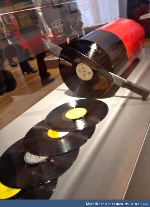 Cutting a record sculpture