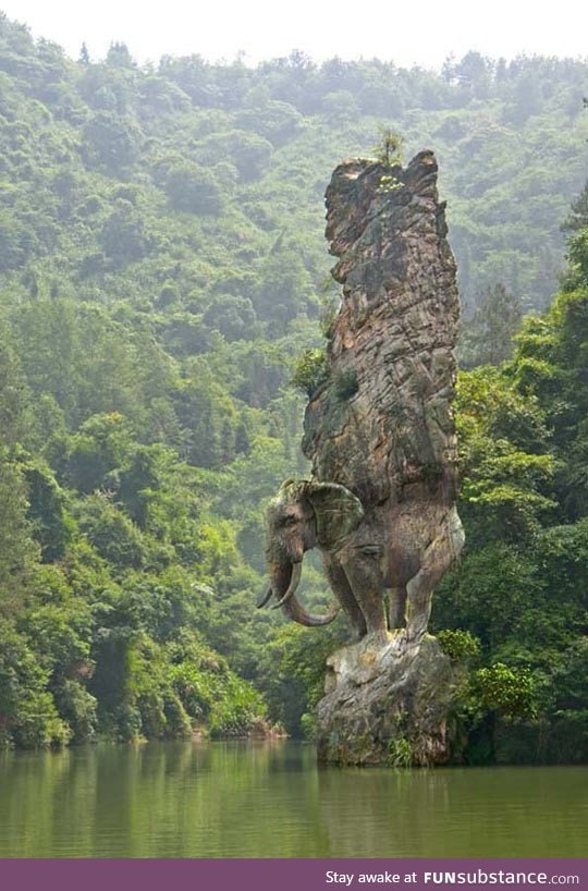 Elephant carved from natural rock