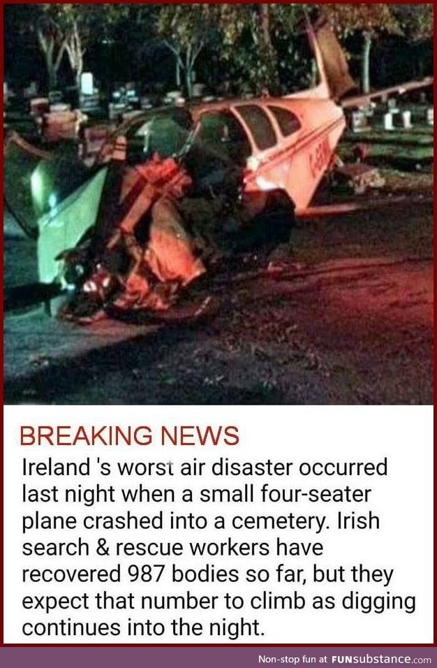 Plane crash in a cemetery