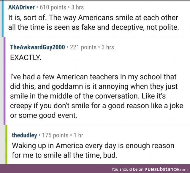 Fellow patriot on smiling