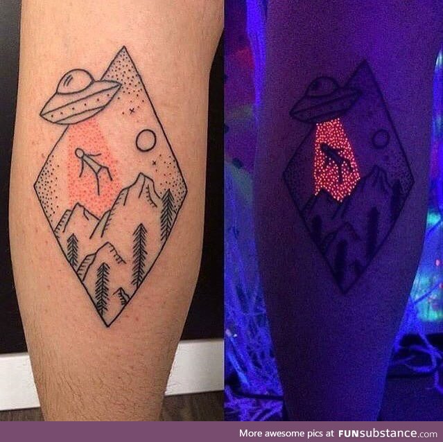 Alien glow in the dark tattoo