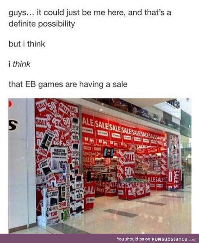 This game shop is having a sale I guess