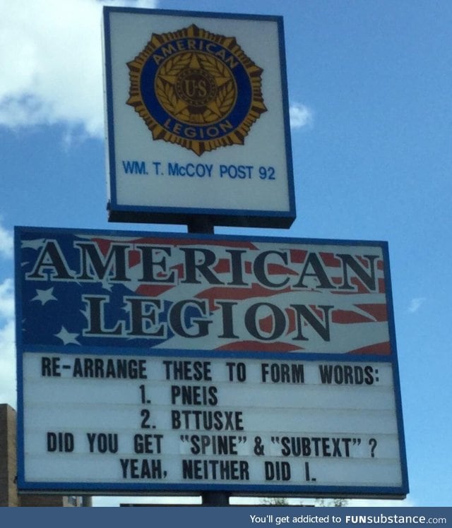 Billboard at a local restaurant