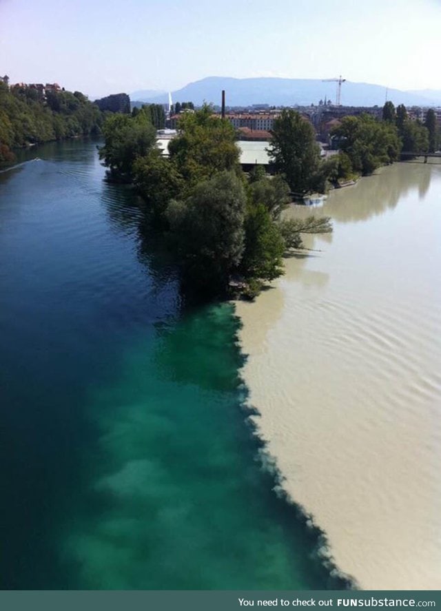 Two rivers meet in Switzerland