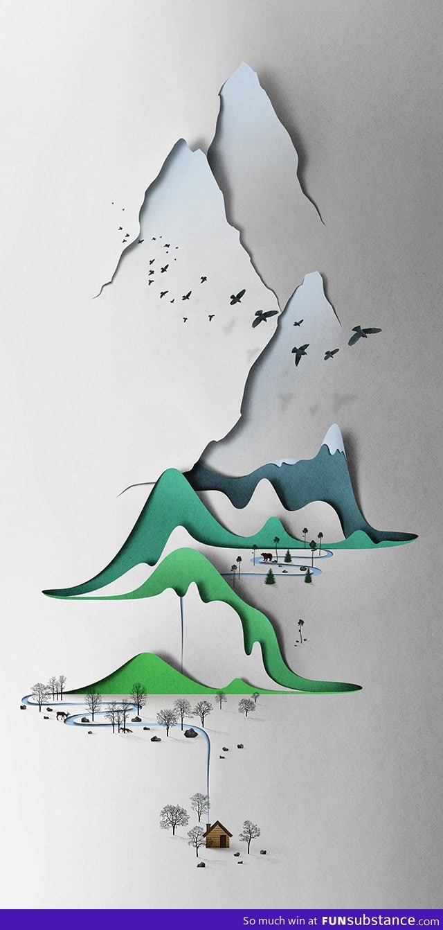 Amazing paper-cut landscape