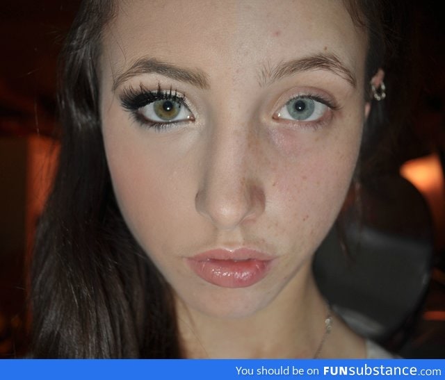 Girl With Make-up On Only Half of Her Face