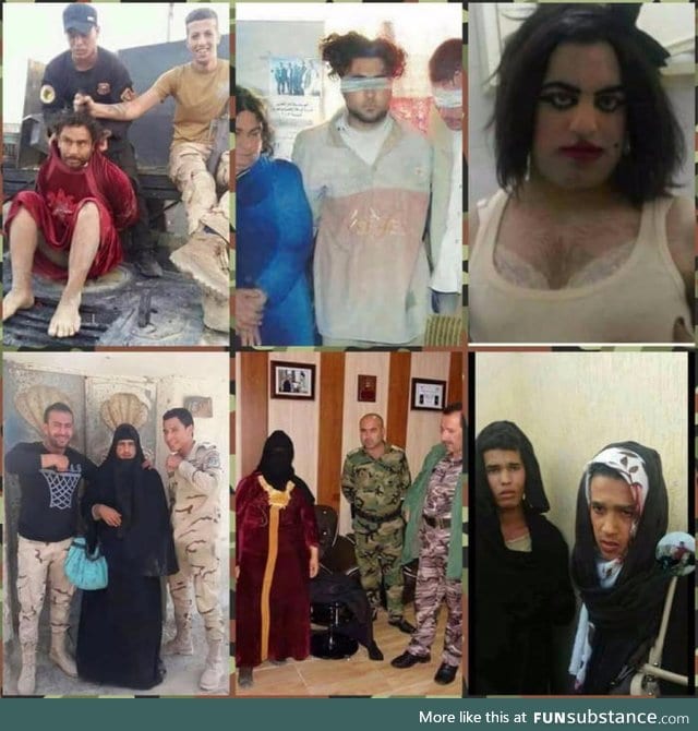 Photos released by the Iraqi police show ISIS fighters in women's clothes