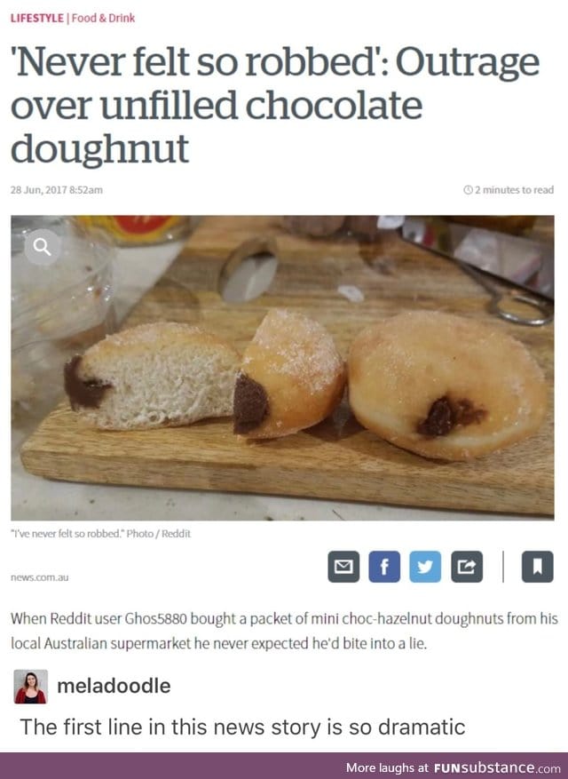 Unfilled chocolate doughnut scam