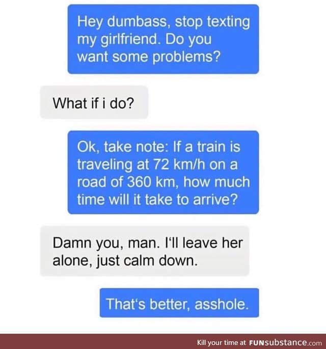 Boyfriend gives side guy a problem