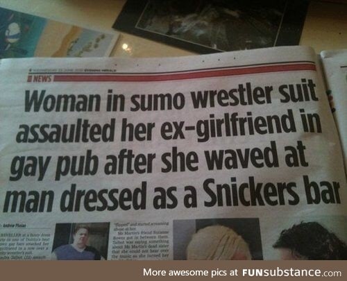 Newspaper headline I thought I would never read.