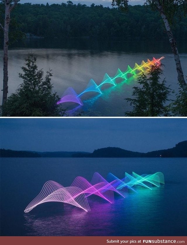 Canoers And Kayakers put LEDs on their oars in this long exposure photo