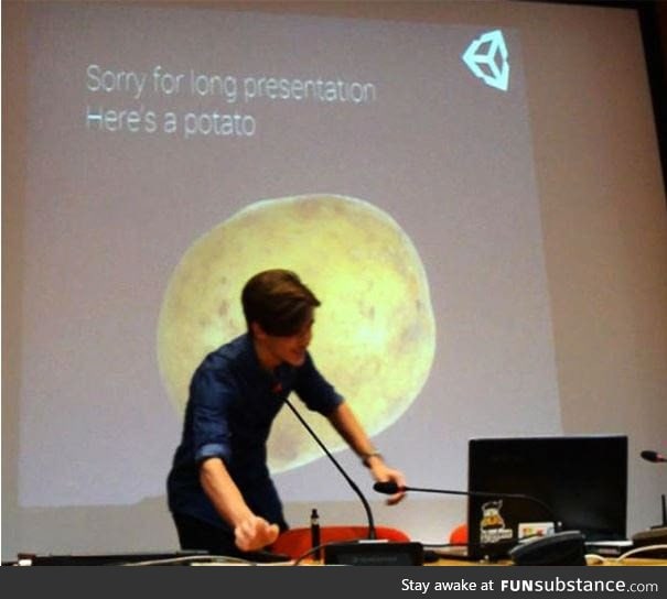 A Funsubster ending his school presentation