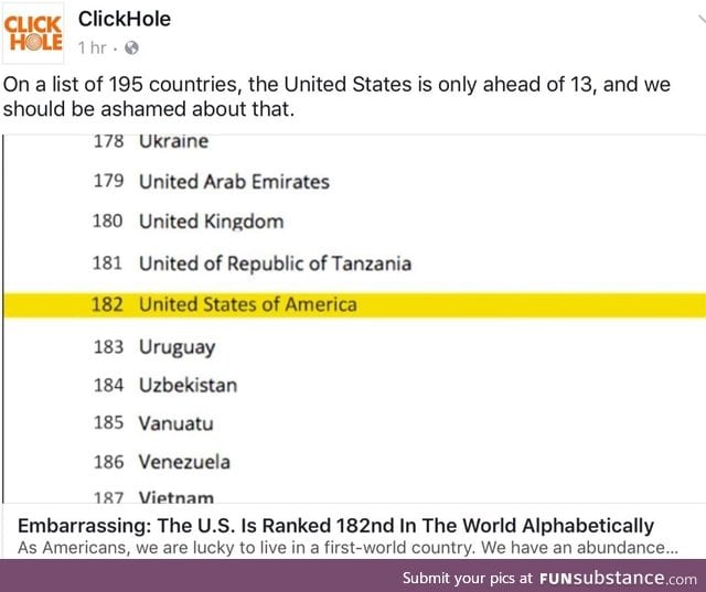 One area is USA is very bad at