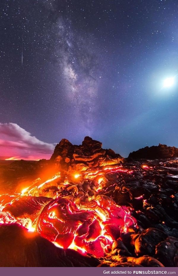 Lava under the night sky