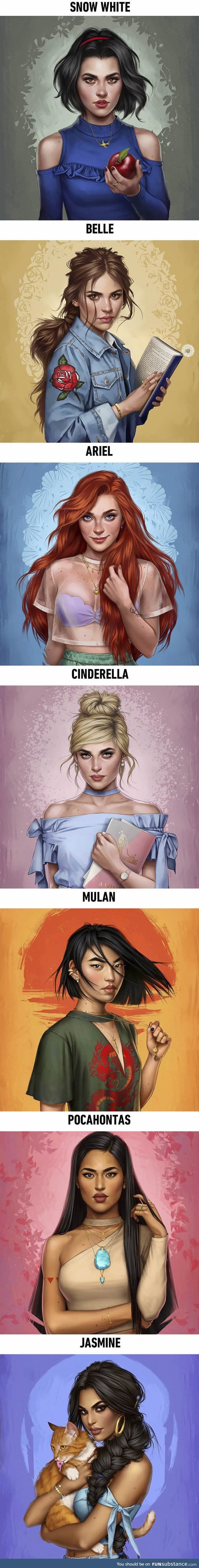 Disney princesses as modern day girls living now