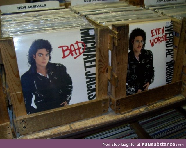 Weird Al's album next to Micheal Jackson