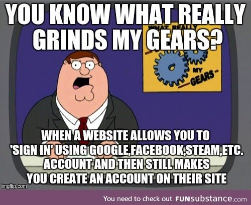 Seriously, why even give me the option if I'm going to have to create an account anyway?