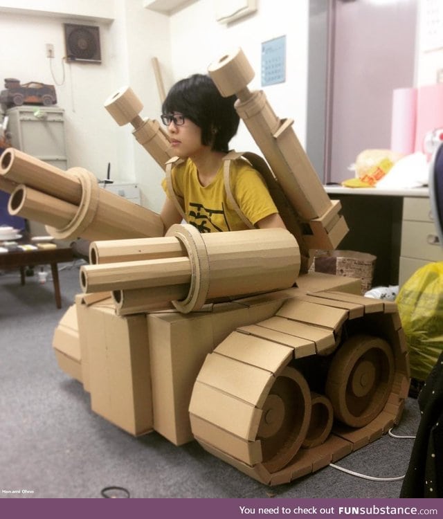 Personal tank made from cardboard