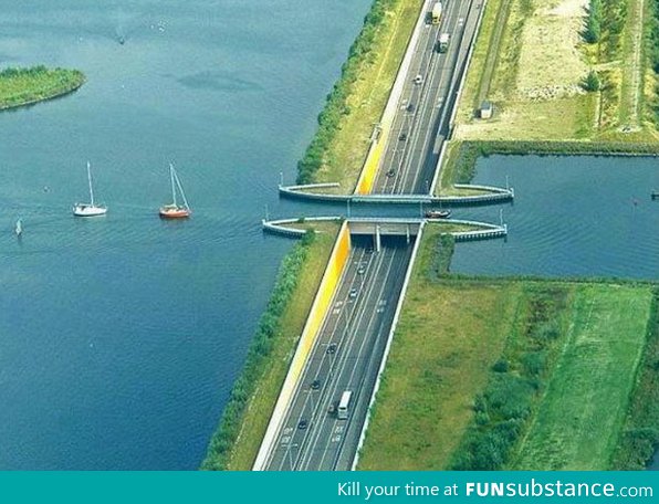 Underwater bridge in the Netherlands