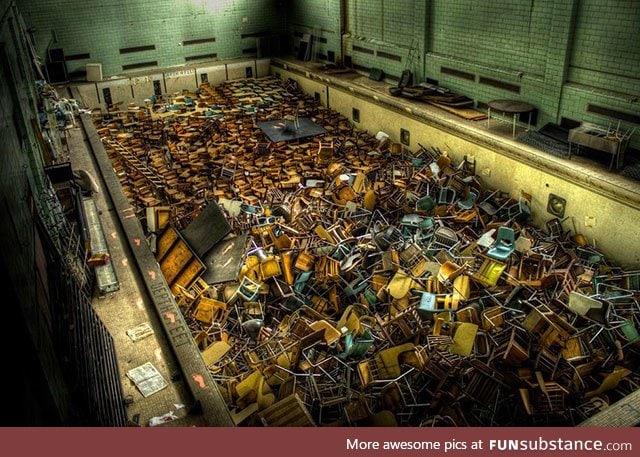 The pool of an abandoned school