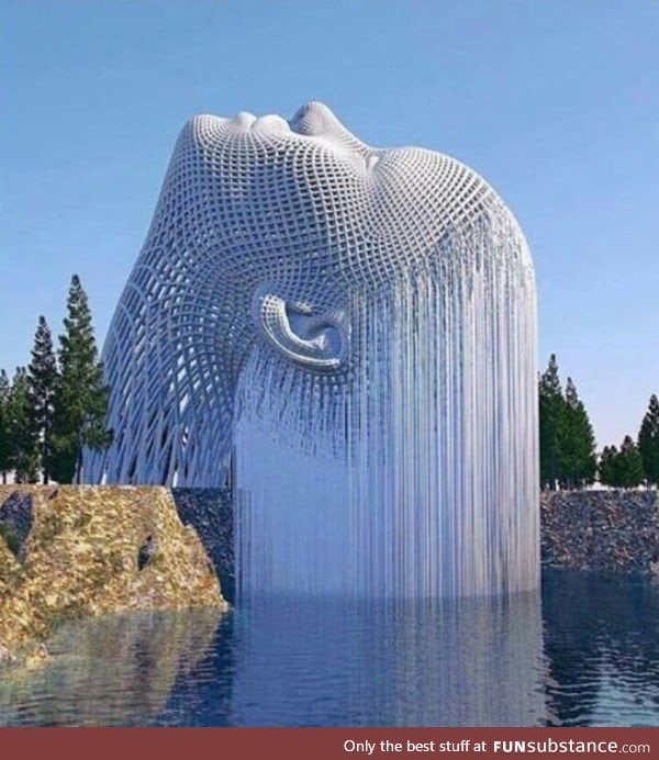 Sculpture washing hair in a pond