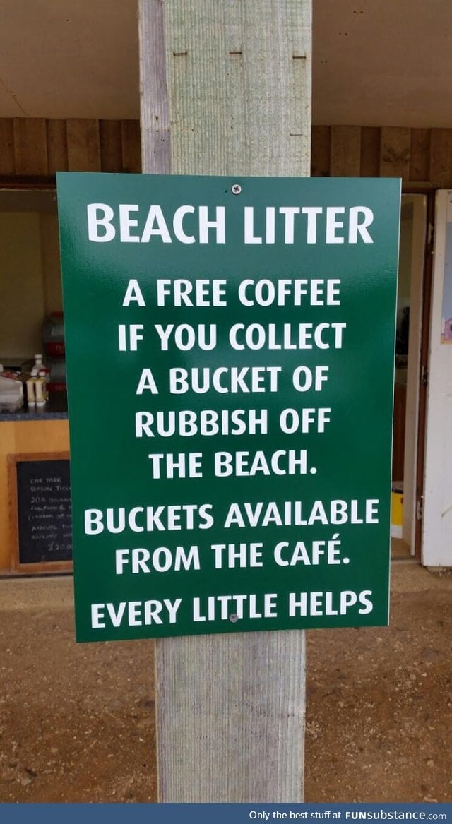 Free coffee in exchange for some rubbish