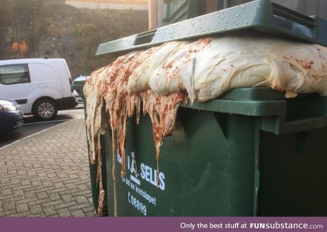 Pizza dough was thrown in the trash and started to rise