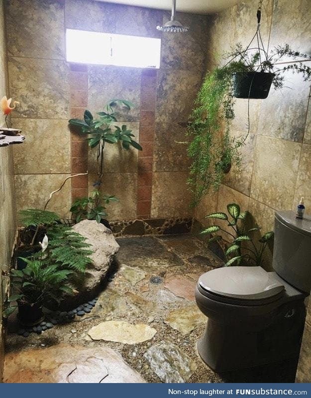 This nature styled bathroom