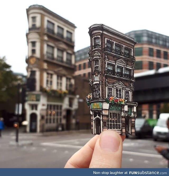 This little replica drawing of a little building with a little pub