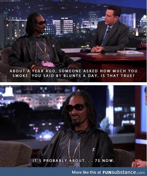 Snoop is easing up a little